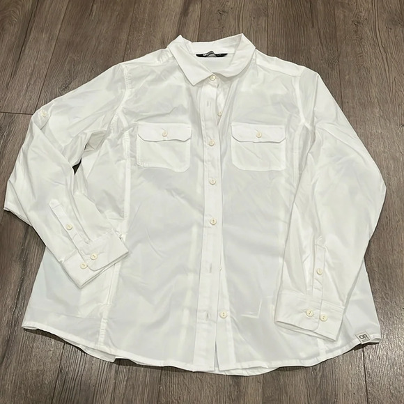 [L]Outdoor Research WMN Way Station UPF30 L/S Snow White Shirt - Picture 1 of 11